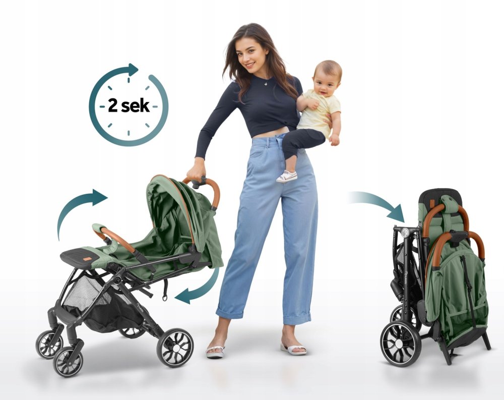 Прогулочная коляска Paseo Nukido, Зелёная (4)