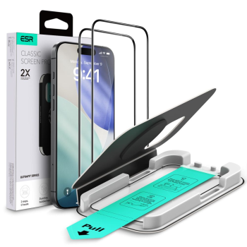 Apple iPhone 17 6.3'' ESR UltraFit Tempered Glass Screen Protector, Black, 2 pcs. | Защитное Стекла на Экран ( Полное Покрытие ) 2 шт.