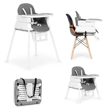 Детский стульчик для кормления 3 в 1 складной ECOTOYS, серый