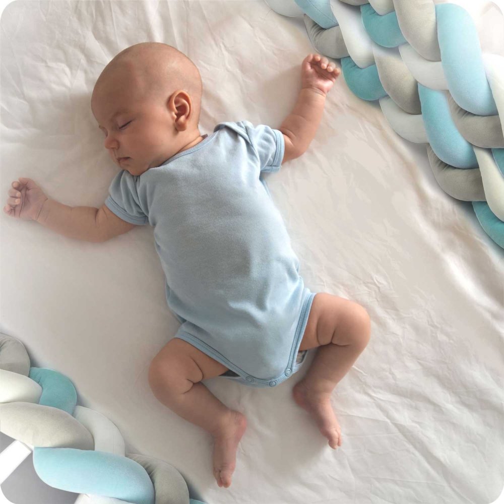 Бортик-косичка в кроватку Ricokids 2 м, сине-серый (3)