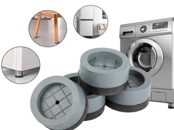 Антивибрационные и противоскользящие подставки под ножки стиральной машины, шумопоглощающие, 4 шт., 6.5 × 3.2 см, серые