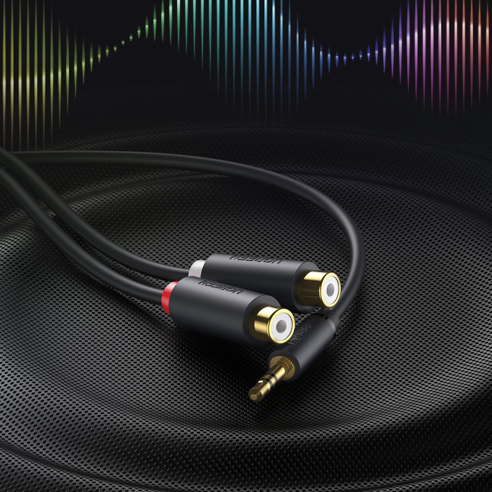 Ugreen Audio Adapter Jack 3.5mm Male To 2xrca Female Cable 0.25m Gray (av109) (1)