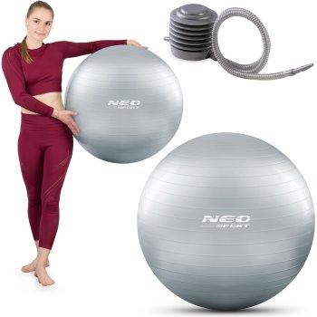 Neo-Sport Фитбол для тренировок 65 см NS-951 серебряный фитнес мяч для...