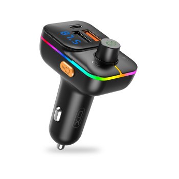 FM модулятор XO BCC09 Bluetooth, автомобильная зарядка 25Вт PD USB-C, MP3, черный