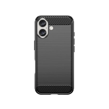 Apple iPhone 16 6.1'' Carbon Fiber TPU Protective Case Cover, Black | Чехол Обложка Бампер Кабура