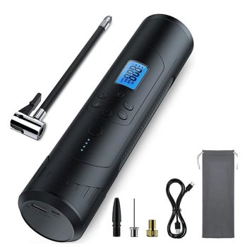 Аккумуляторный автомобильный компрессор 150 PSI с фонариком и power bank