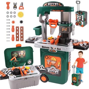Детский набор инструментов, игрушечная мастерская в кейсе 008-952A | Children's Tool Box Toy Workshop in Case