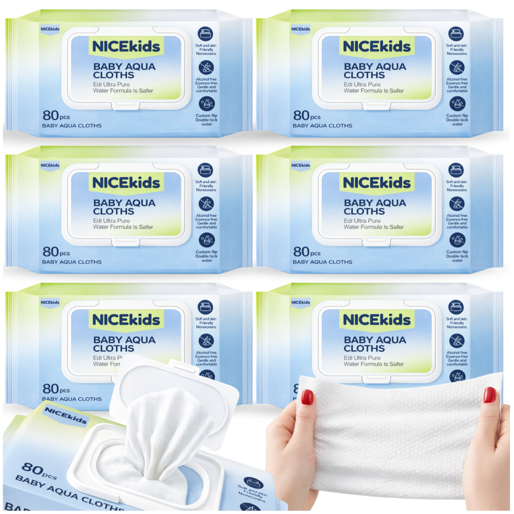 Nicekids Чистые водные салфетки 99,9% воды 6X80 шт