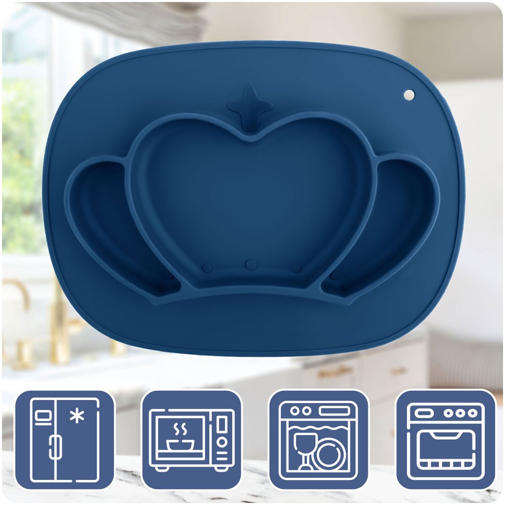 Детская секционная силиконовая тарелка Ricokids Корона с крышкой (3)