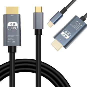 Кабель USB-C на HDMI 4K 60Hz, адаптер-переходник Type-C для ноутбука 1.8м