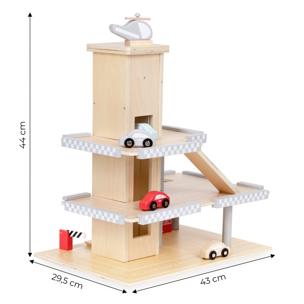 Большой деревянный гараж-парковка с лифтом и машинками ECOTOYS (3)