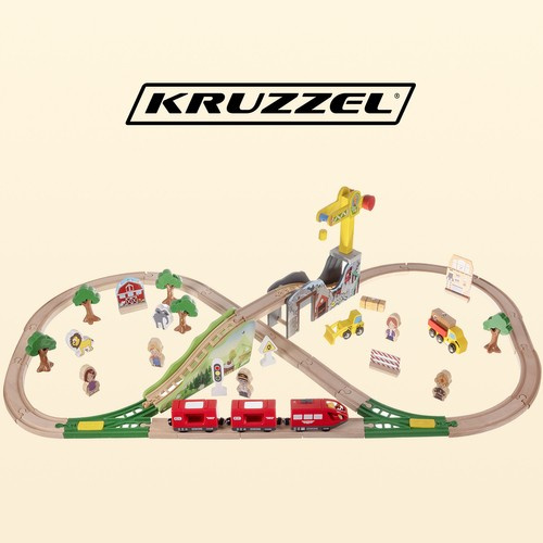 Деревянная железная дорога Kruzzel 22495, 57 элементов (1)