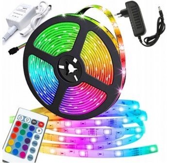 Светодиодная лента LED SMD 3528 RGB с пультом дистанционного управления, 5м