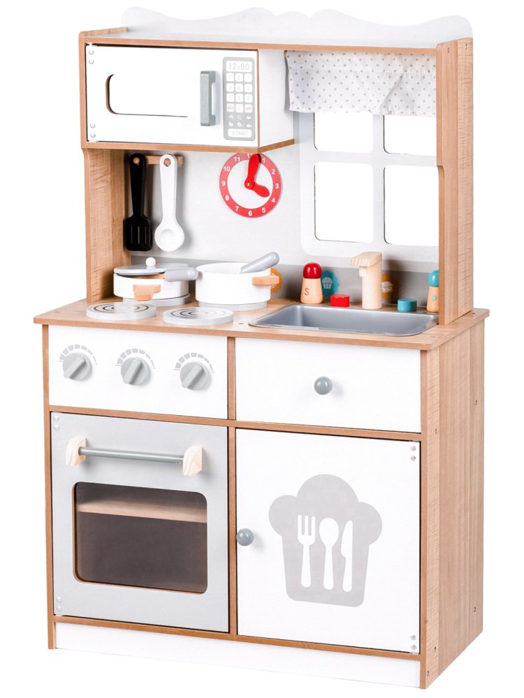 Деревянная детская кухня с 16 аксессуарами, ECOTOYS (0)