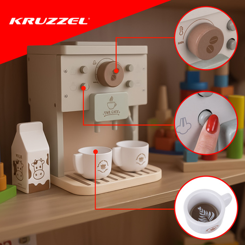 Деревянная кофемашина для детей Kruzzel 26512 с аксессуарами (3)