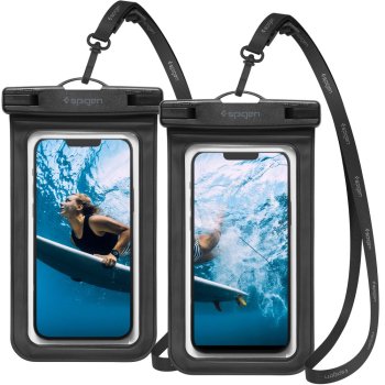 Spigen A601 Universal Waterproof Bag Case Cover 2-pack, Black | Универсальная Водонепроницаемая Сумка Чехол для Телефона