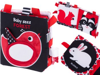 Детская Мягкая Тканевая Сенсорная Книга с Зеркалом, Лес | Kids Baby Soft...