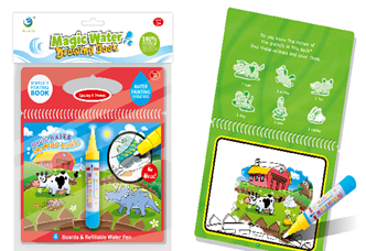 Водный буклет Раскраска с фломастером - Ферма | Water booklet with felt-tip pen - Farm