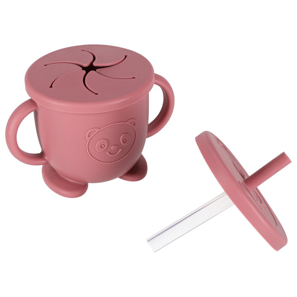 Набор детской силиконовой посуды Краб 9 предметов, темно-розовый (3)