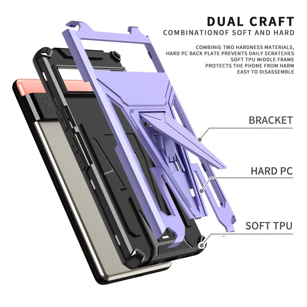 Google Pixel 7 Built-in Metal Sheet PC + TPU Hybrid Case Cover, Purple | Чехол Кейс Кабура Бампер... (3)