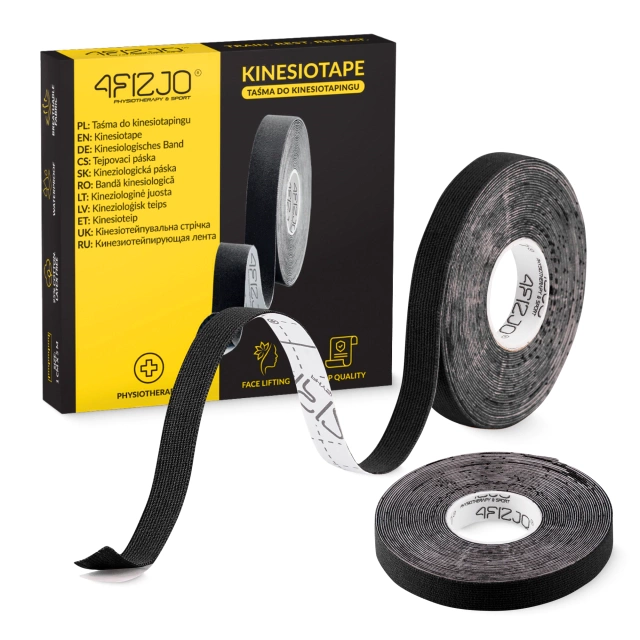 Кинезио тейп для лица 4FIZJO 5 м x 1 см, черный