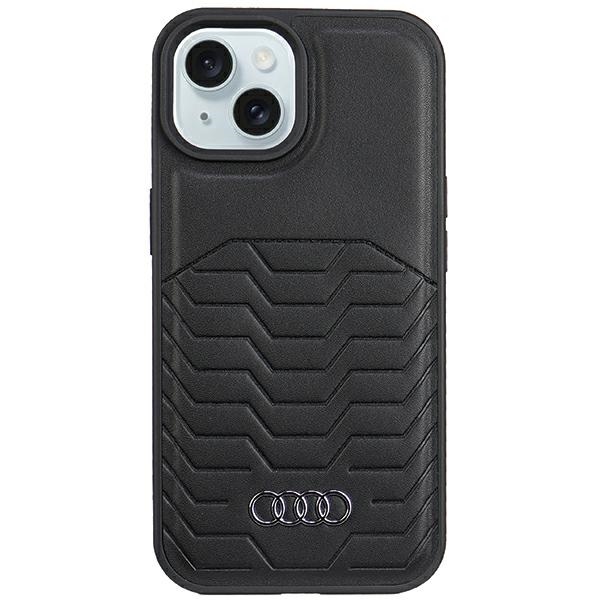 Apple iPhone 15 6.1'' Audi Synthetic Leather MagSafe Case Cover, Black | Чехол Кейс Бампер...