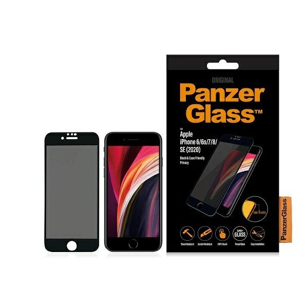 Закаленное стекло PanzerGlass E2E Super+ для iPhone 6 / 6s 7 8 SE 2020 2022 - с черной...
