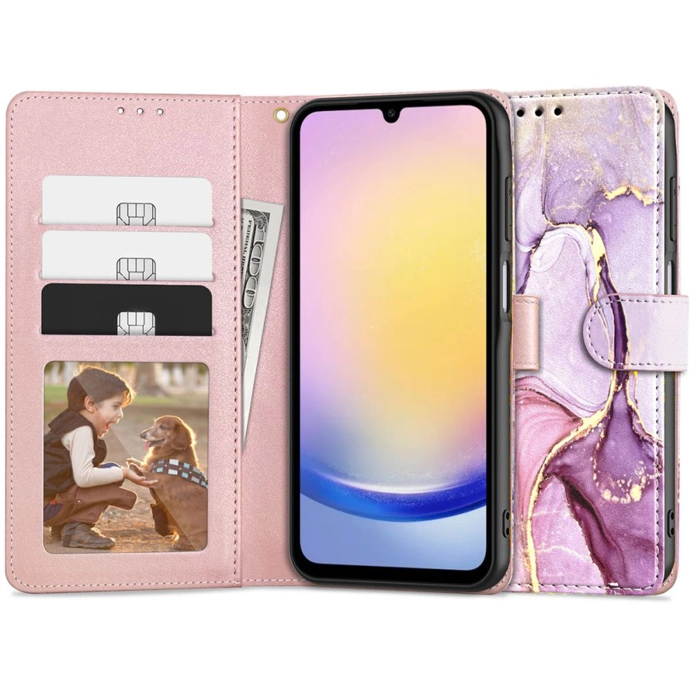 Samsung Galaxy A25 5G (A256E) Tech-Protect Wallet Book Case Cover, Pink Marble | Чехол для Телефона...
