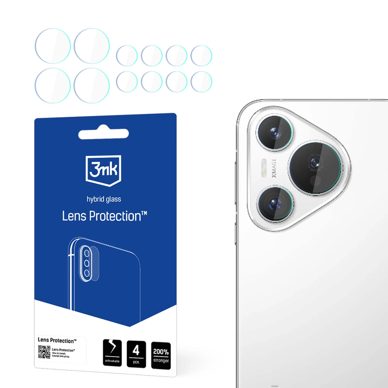 Huawei Pura 70 Pro / 70 Pro+ Защитное Стекло для Задней Камеры, 4 шт. | 3MK Lens...