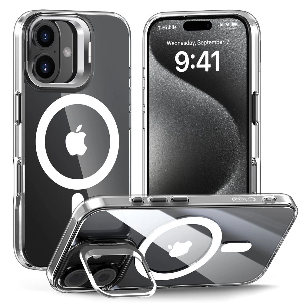 Apple iPhone 16 6.1'' Tech-Protect MagStand MagSafe Case Cover, Clear | Чехол Обложка Бампер Кабура Кейс