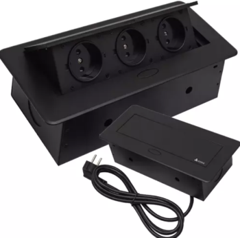 Встраиваемая Выдвижная Розетка Тройник в Столешницу | Built-in Retractable Triple Socket