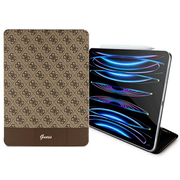Etui Guess 4G Stripe Allover na iPad Pro 12.9" - brązowe (1)