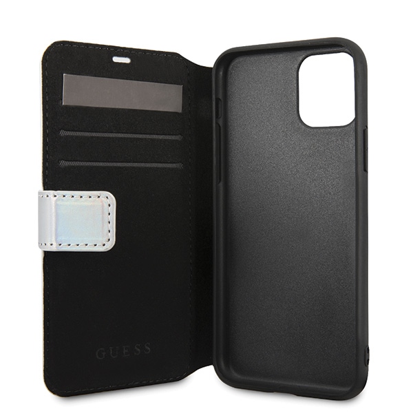 Apple iPhone 11 Pro Max 6.5'' Guess Iridescent Bookcase Cover (GUFLBKN65BLD), Silver | Чехол Кейс Бампер... (1)