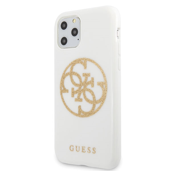 Apple iPhone 11 Pro Max 6.5" Guess 4G Circle Glitter Case Cover (GUHCN65TPUWHGLG), White | Чехол Кейс... (0)