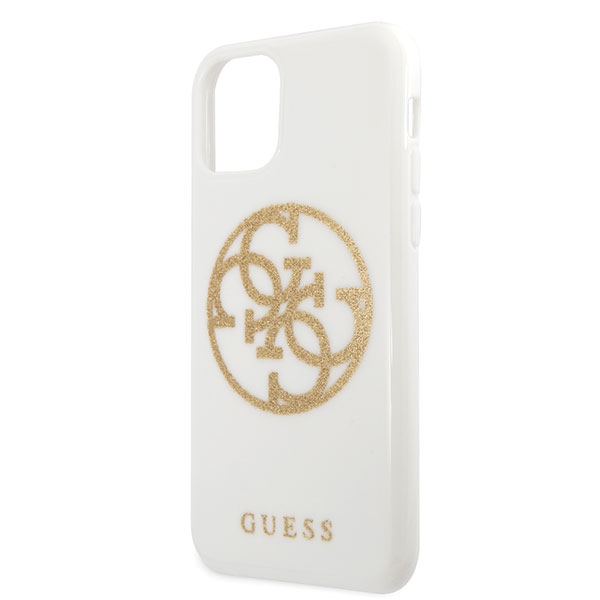 Apple iPhone 11 Pro Max 6.5" Guess 4G Circle Glitter Case Cover (GUHCN65TPUWHGLG), White | Чехол Кейс... (1)