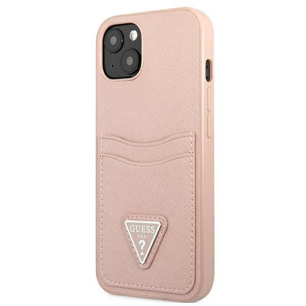 Apple iPhone 13 Mini 5,4" Guess Saffiano Triangle Logo Cardslot Case Cover, Pink | Чехол Кейс Бампер... (0)