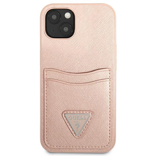 Apple iPhone 13 Mini 5,4" Guess Saffiano Triangle Logo Cardslot Case Cover, Pink | Чехол Кейс Бампер... (1)