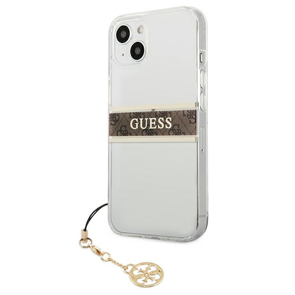 Apple iPhone 13 mini 5.4'' Guess 4G Brown Strap Gold Charm Case Cover (GUHCP13SKB4GBR), Transparent | Чехол... (0)