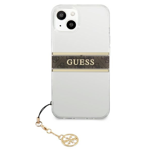 Apple iPhone 13 mini 5.4'' Guess 4G Brown Strap Gold Charm Case Cover (GUHCP13SKB4GBR), Transparent | Чехол... (1)