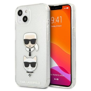 Apple iPhone 13 mini 5,4" Karl Lagerfeld Glitter Karl`s & Choupette Case Cover (KLHCP13SKCTUGLS), Silver | Чехол...