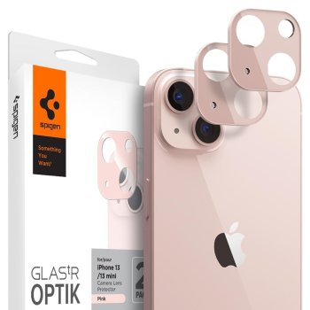 Apple iPhone 13 / 13 mini 6.1'' Spigen Full Camera Tempered Glass 2 pcs., Pink | Защитное Стекло на...