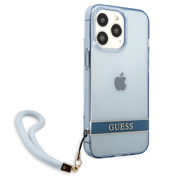 Apple iPhone 13 Pro 6.1" Guess Translucent Strap Case Cover, Blue | Чехол Кейс Бампер Обложка... (4)