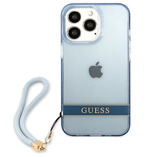 Apple iPhone 13 Pro 6.1" Guess Translucent Strap Case Cover, Blue | Чехол Кейс Бампер Обложка... (5)