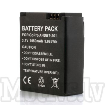 Аккумулятор AHDBT-201, AHDBT-301, AHDBT-302 Gopro Hero 3 / 3, 1050mAh