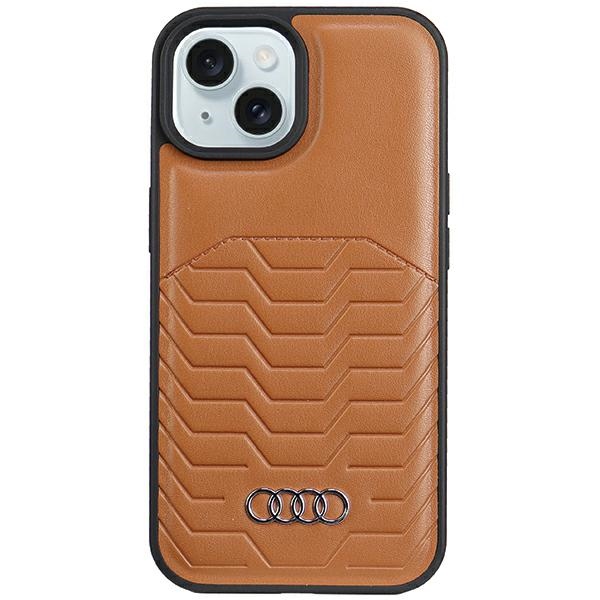 Apple iPhone 15 Plus 6.7'' Audi Synthetic Leather MagSafe Case Cover, Brown | Чехол Кейс Бампер...