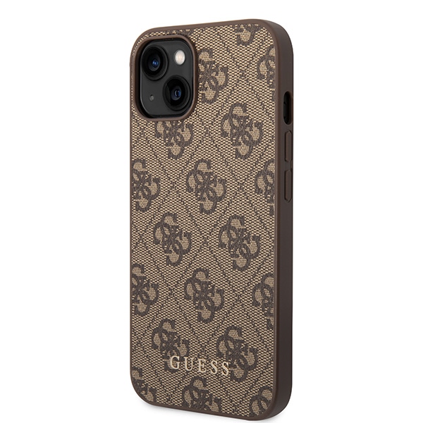 Apple iPhone 15 Plus 6,7" Guess 4G Metal Gold Logo Case Cover (GUHCP15MG4GFBR), Brown | Чехол Кейс... (0)