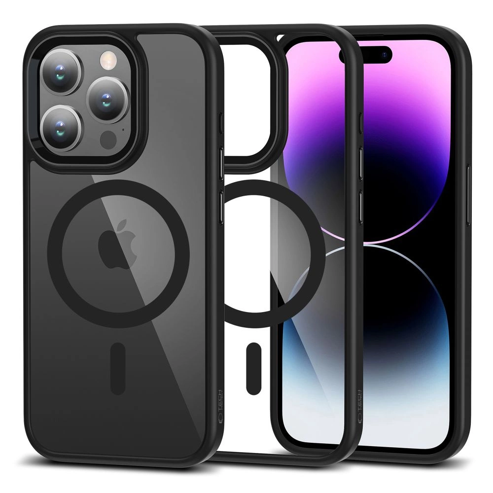 Apple iPhone 15 pro 6.1'' Tech-Protect MagMat MagSafe Case Cover, Transparent and Black | Чехол Обложка Бампер Кабура Кейс