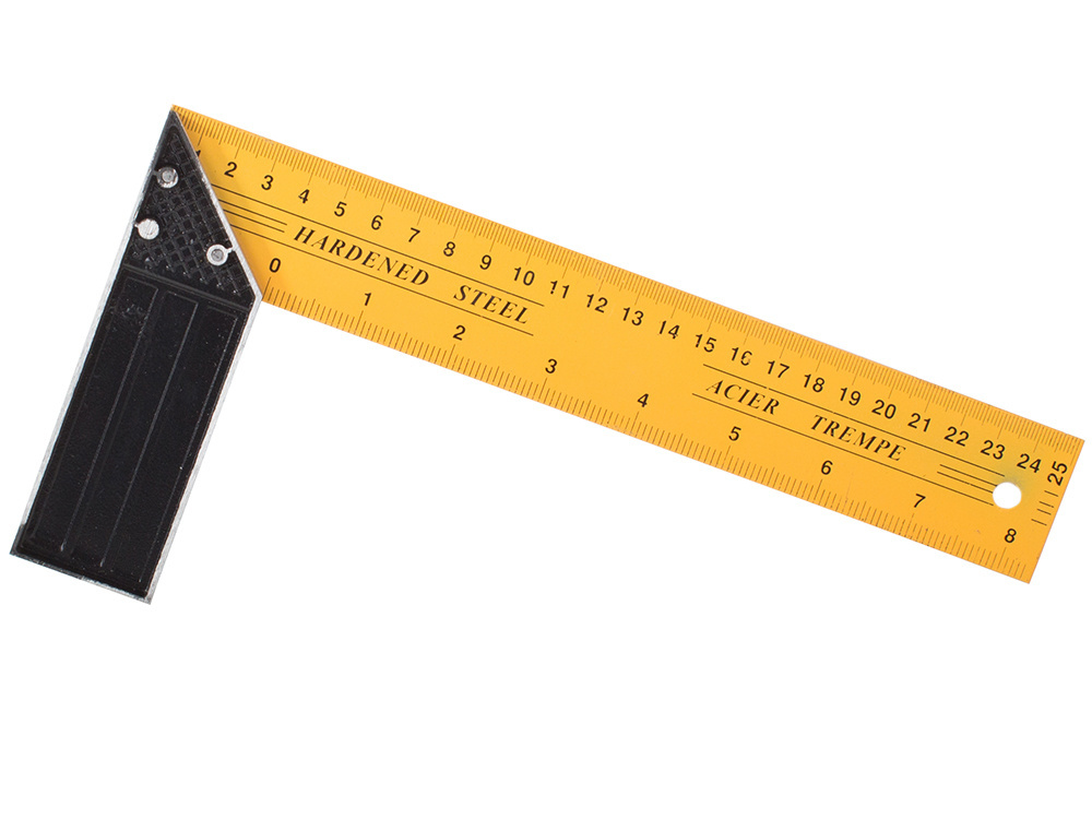 Строительный столярный угольник из стали с разметкой, 25 см (1)