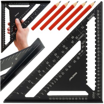 Разметочный столярный угольник Bigstren 25874, алюминиевый, 30x30 см