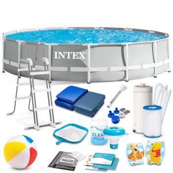 Каркасный бассейн INTEX 26724, 457 x 107 см, набор 18в1, серый